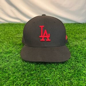 Embroidered New Era MLB Los Angeles Dodgers Black & Red Snapback Hat Cap OSFA
